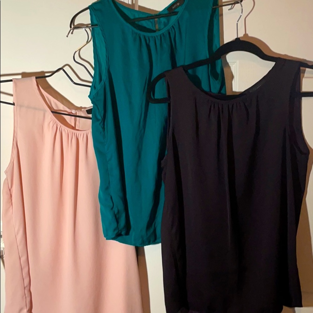 3 Sleeveless Blouses (Pink, Green, Purple)